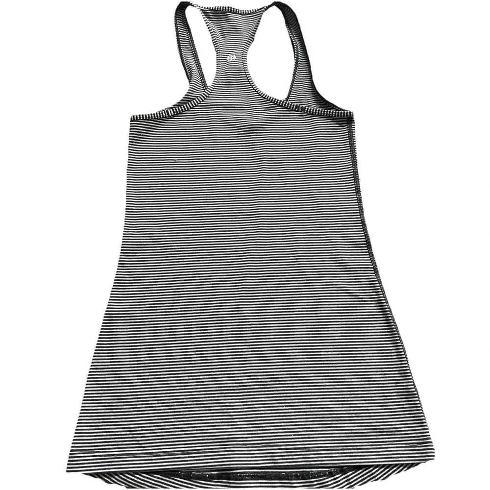 lululemon top size 2 Cool Racerback Tank - black and grey micro stripe women's